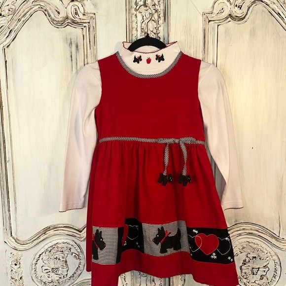 Rare Editions VINTAGE Girls Corduroy Scotty Dog Design Jumper Mock Turtl… - Picture 1 of 7